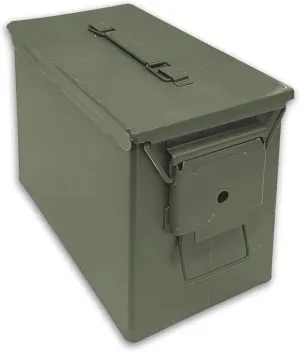 Fat 50 Cal Ammo Can PA108 - Olive Drab Green Military-Grade Ammo Storage Box w/Rubber Seal & Removable Lever-Lock Lid