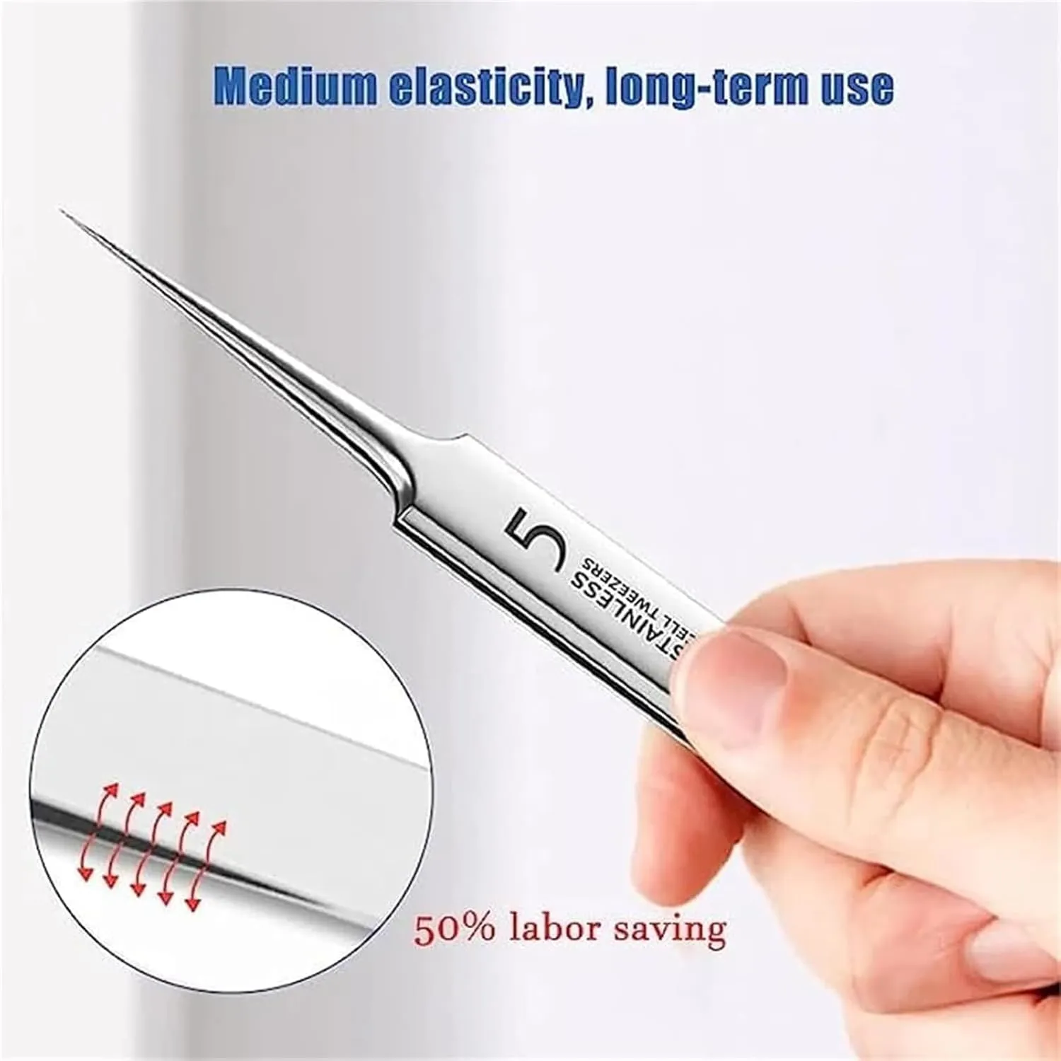 Fecong Precision Tweezers, Fecong Stainless Steel Blackhead Removal Kit 3 Tweezers, Long Handle Steel Straight and Curved Tweezers Nippers, for Forehead, Facial and Nose