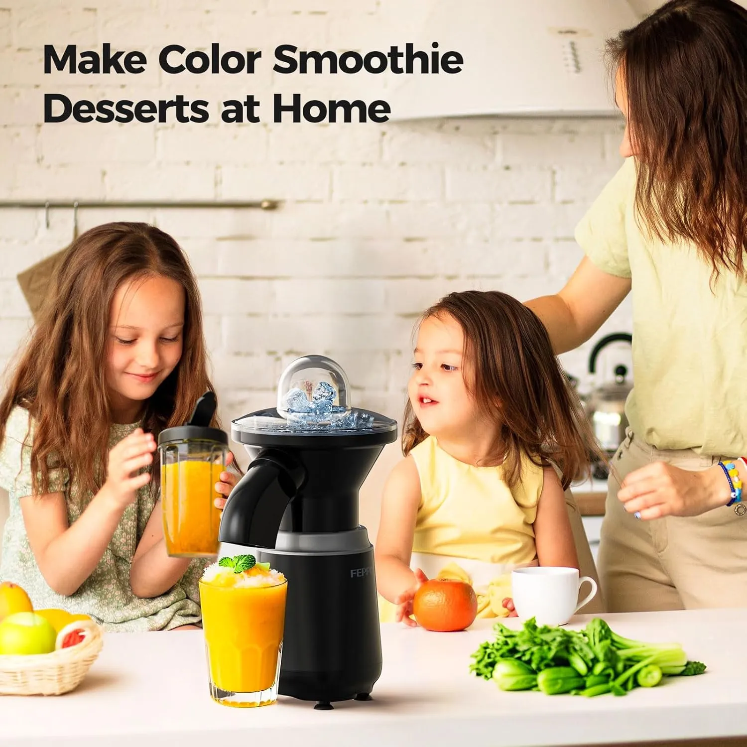 FEPPO Snow Cone Machine & Smoothie Blender 2 in 1, Slushie Machine Shaved Ice Machine, 22000RPM Healthy Frozen Drink Maker with Stainless Steel Blade & Smoothie Recipes, for Home, Kitchen,Party,Summer