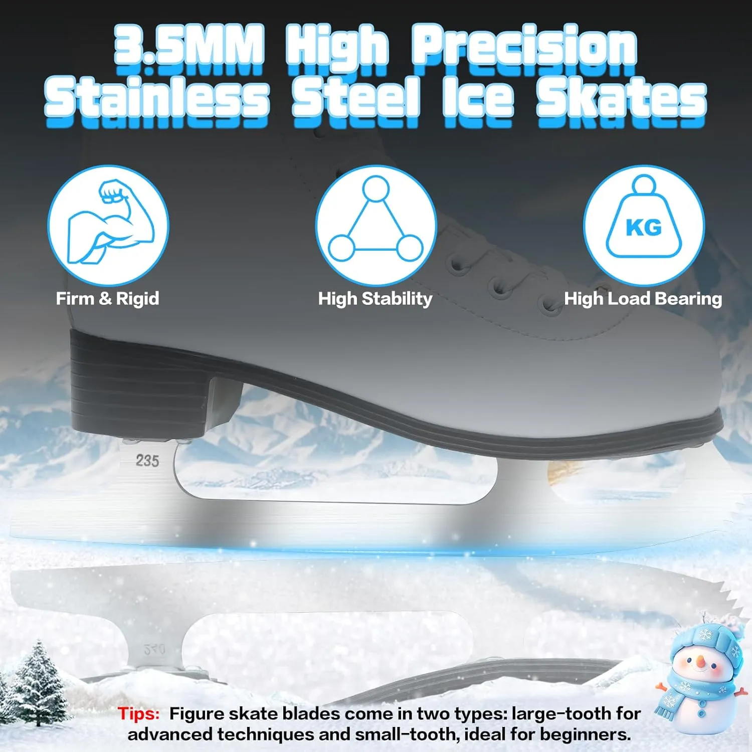 Figure Skates for Women and Men Classic Ice Skates Indoor Outdoor Lace-Up Fun Ice Skate Shoes for Kids Adult