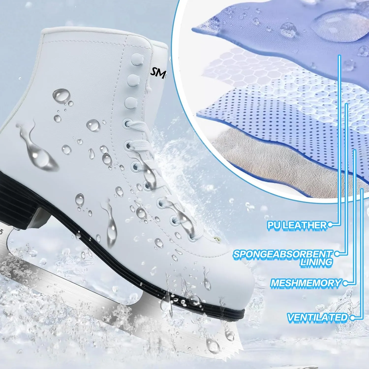 Figure Skates for Women and Men Classic Ice Skates Indoor Outdoor Lace-Up Fun Ice Skate Shoes for Kids Adult