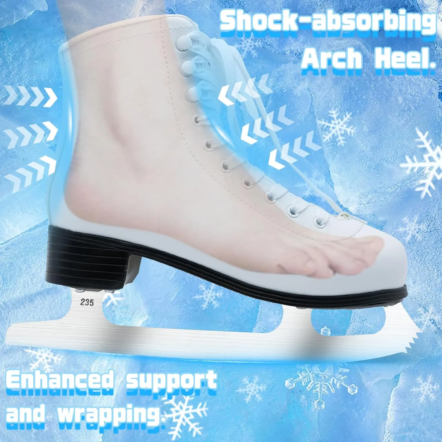 Figure Skates for Women and Men Classic Ice Skates Indoor Outdoor Lace-Up Fun Ice Skate Shoes for Kids Adult