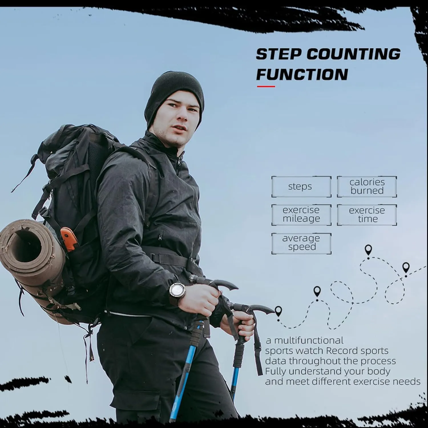 findtime Men's Digital Watch Pedometer Step Counter Watches Military Compass Waterproof Wrist Watch Tactical Sport Watch Calories Counter Pacer Running Wristwatch Black Green