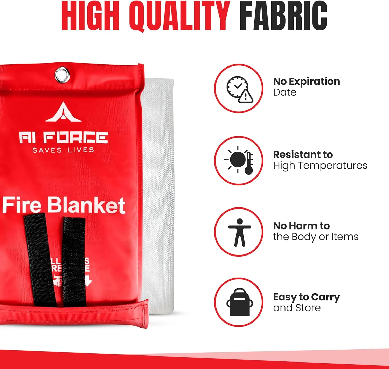 Fire Blanket with Gloves & Hooks (4-Pack, Fiberglass, Red) – Fireproof Emergency Safety Blanket for Home, Kitchen, Fireplace, Camping, BBQ, Grease & Outdoor Fires – Survival Gear