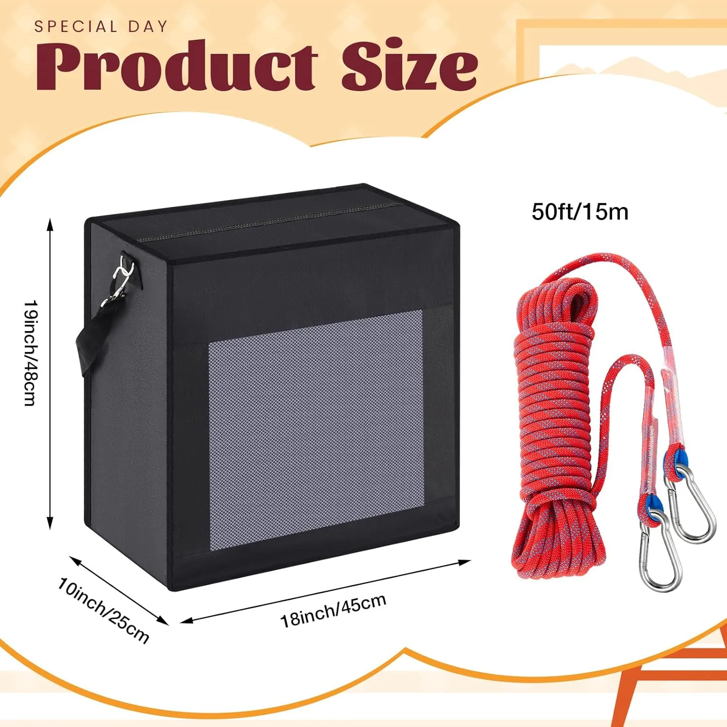 Fire Evacuation Device Set Pets up to 55 Pounds Fire Emergency Evacuation Bag 50 ft Rope Escape Bag Safe Equipment Compact Survival Kit Rescue for Animals Dogs Cats(19 x 18 x 10 Inches)