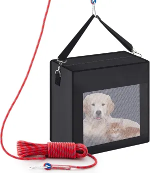 Fire Evacuation Device Set Pets up to 55 Pounds Fire Emergency Evacuation Bag 50 ft Rope Escape Bag Safe Equipment Compact Survival Kit Rescue for Animals Dogs Cats(19 x 18 x 10 Inches)