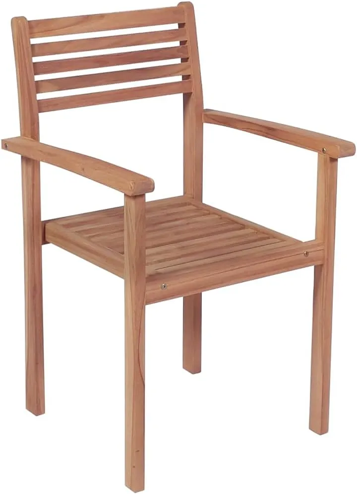 fire Pit Chairs,high Chair,Patio Furniture,Beach Chair,Stackable Patio Chairs with Cushions 6 pcs Solid Teak WoodFor Gardens, patios, Balconies