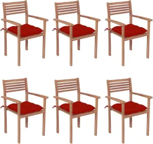 fire Pit Chairs,high Chair,Patio Furniture,Beach Chair,Stackable Patio Chairs with Cushions 6 pcs Solid Teak WoodFor Gardens, patios, Balconies