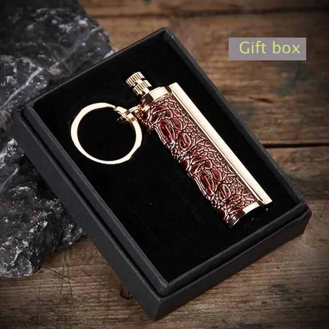 Fire Starter Lighter Waterproof Flint Match Outdoor Camping Permanent Metal Matchstick with Keychain(Sold Without Fluid) (Red)