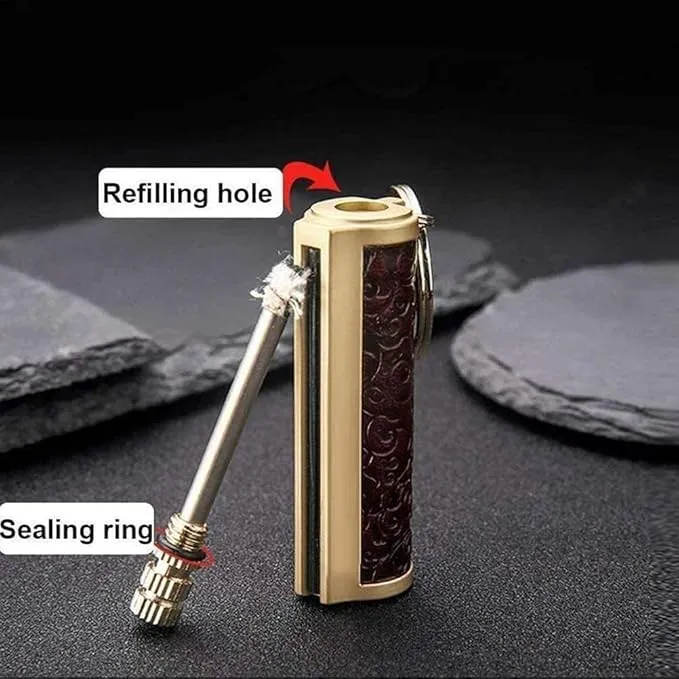 Fire Starter Lighter Waterproof Flint Match Outdoor Camping Permanent Metal Matchstick with Keychain(Sold Without Fluid) (Red)