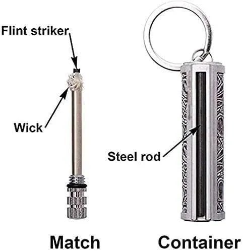Fire Starter Lighter Waterproof Flint Match Outdoor Camping Permanent Metal Matchstick with Keychain(Sold Without Fluid) (Red)