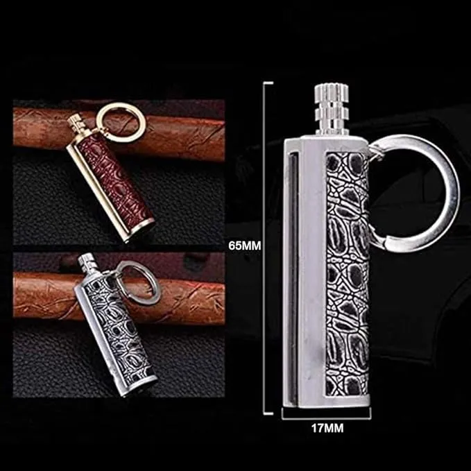 Fire Starter Lighter Waterproof Flint Match Outdoor Camping Permanent Metal Matchstick with Keychain(Sold Without Fluid) (Red)