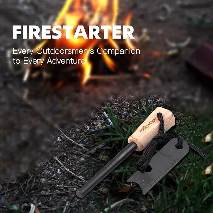 Fire Starter Survival Tool, Ferro Rod Fire Starter Kit & Backpacking Multitool, Fire Steel, Fire Rod