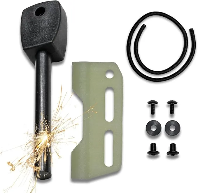 Fire Steel Holder for Kydex Sheath with Fire Steel, fire Starter kit, Camping Essentials, Survival kit, Outdoor, bushcraft, Knife Sheath, Magnesium fire Starter, Flint fire Starter,