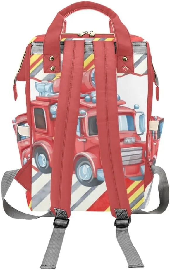 Fire Truck Personalized Diaper Bag Backpack Tote with Name Diaper Backpack Travel Daypack for Mom Dad Baby Bag Gift
