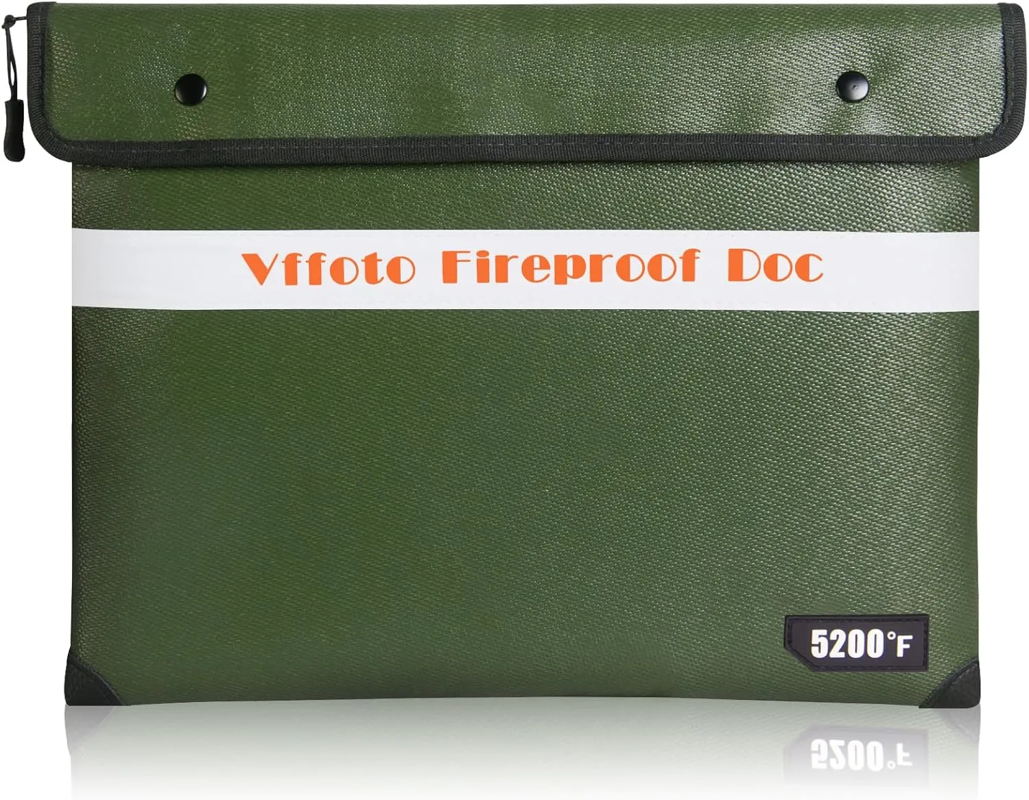 Fireproof Document Bag w/ 5200°F Heat Insulated, Waterproof Bag with Zipper, 8 Layers of Functional Materials, Fireproof Money Envelopes for Cash/Documents/Valuables 14.2x11 INCH (Green)