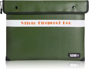 Fireproof Document Bag w/ 5200°F Heat Insulated, Waterproof Bag with Zipper, 8 Layers of Functional Materials, Fireproof Money Envelopes for Cash/Documents/Valuables 14.2x11 INCH (Green)