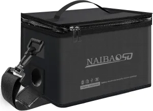 Fireproof Explosionproof Lipo Battery Bag for Lipo Battery Storage and Charging, Large Capacity Fire Resistant Detachable Shoulder Strap with Double Metal Zipper (11 x 8 x 6.5 in)
