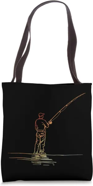 Fisherman Drawing Vintage Look for Boys Tote Bag