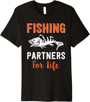 Fishing Partners For Life, Trout Fishing, Couples Fishing Premium T-Shirt