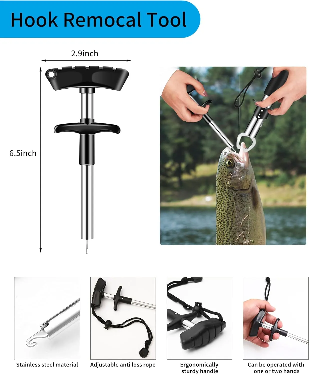 Fishing Tool Kit - Fishing Pliers, Hook Remover, Fish Gripper，Fish Scale, Fish Knife, Saltwater Fishing Gear with Sharpeners, Best Gifts for Men
