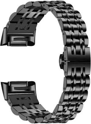 FitTurn Band Compatible with Fitbit Charge 6/Charge 5 Bands Men Women Classy Fitness Wristband Smart Watch Stainless Steel Adjustable Replacement Accessory Bands Strap for Charge 6/Charge 5