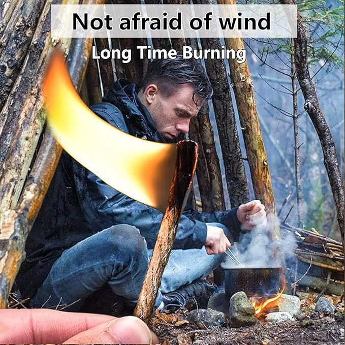 Flint and Steel Fire Starter Kit - Premium Ferro Rod and Magnesium Stick with Tinder Hemp Rope - Portable Fire Starter Survival Tool for Campfires/Camping/Bushcraft/Hiking and Emergency Rescue.