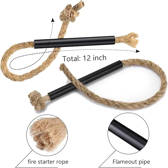 Flint and Steel Fire Starter Kit - Premium Ferro Rod and Magnesium Stick with Tinder Hemp Rope - Portable Fire Starter Survival Tool for Campfires/Camping/Bushcraft/Hiking and Emergency Rescue.