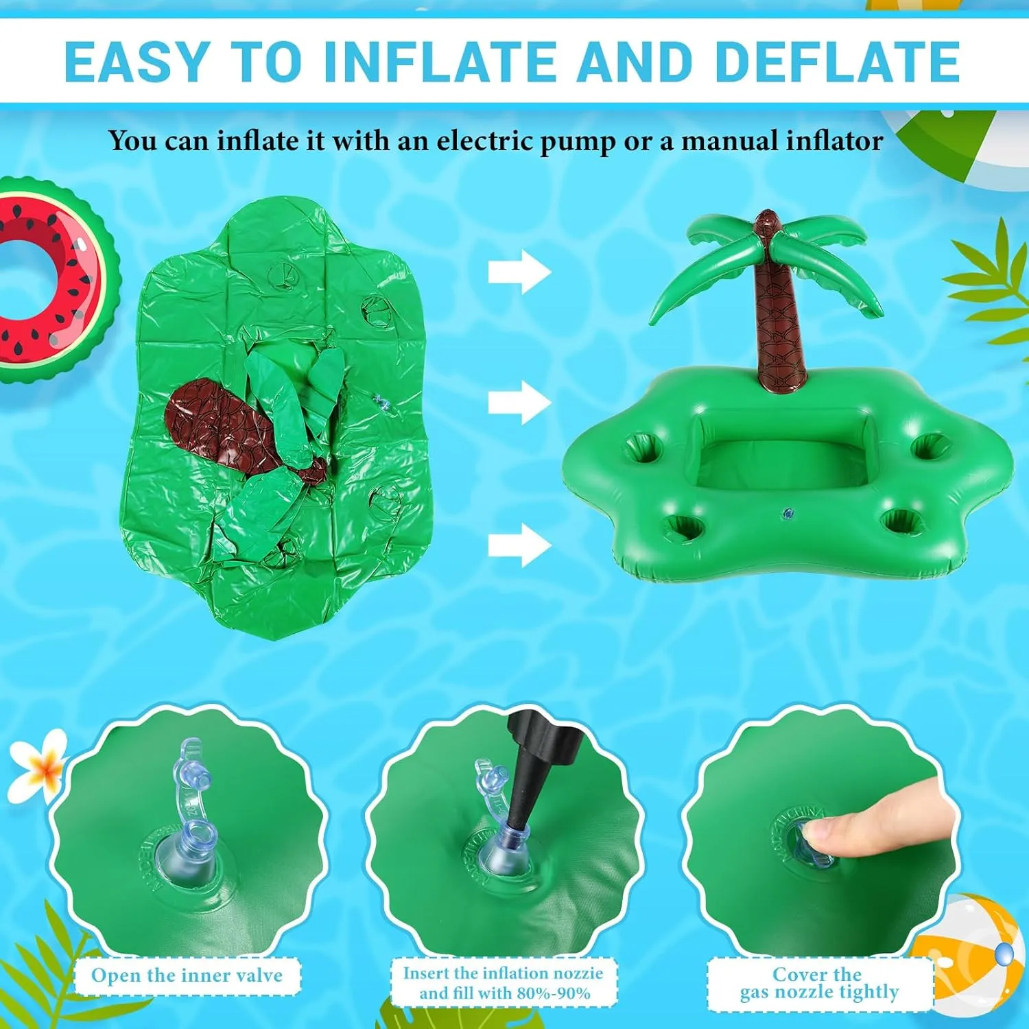 Floating Drink Holder for Pool, Floating Cabana Bar, Hot Tub Drink Holder for Adults, Inflatable Pool Accessories(Coconut Tree)