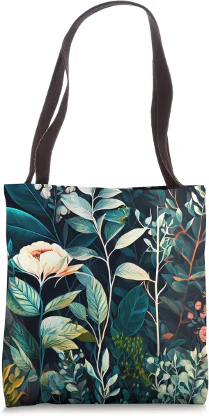 Floral Boho Foliage Flower Plant Nature Vegetation Flowery Tote Bag