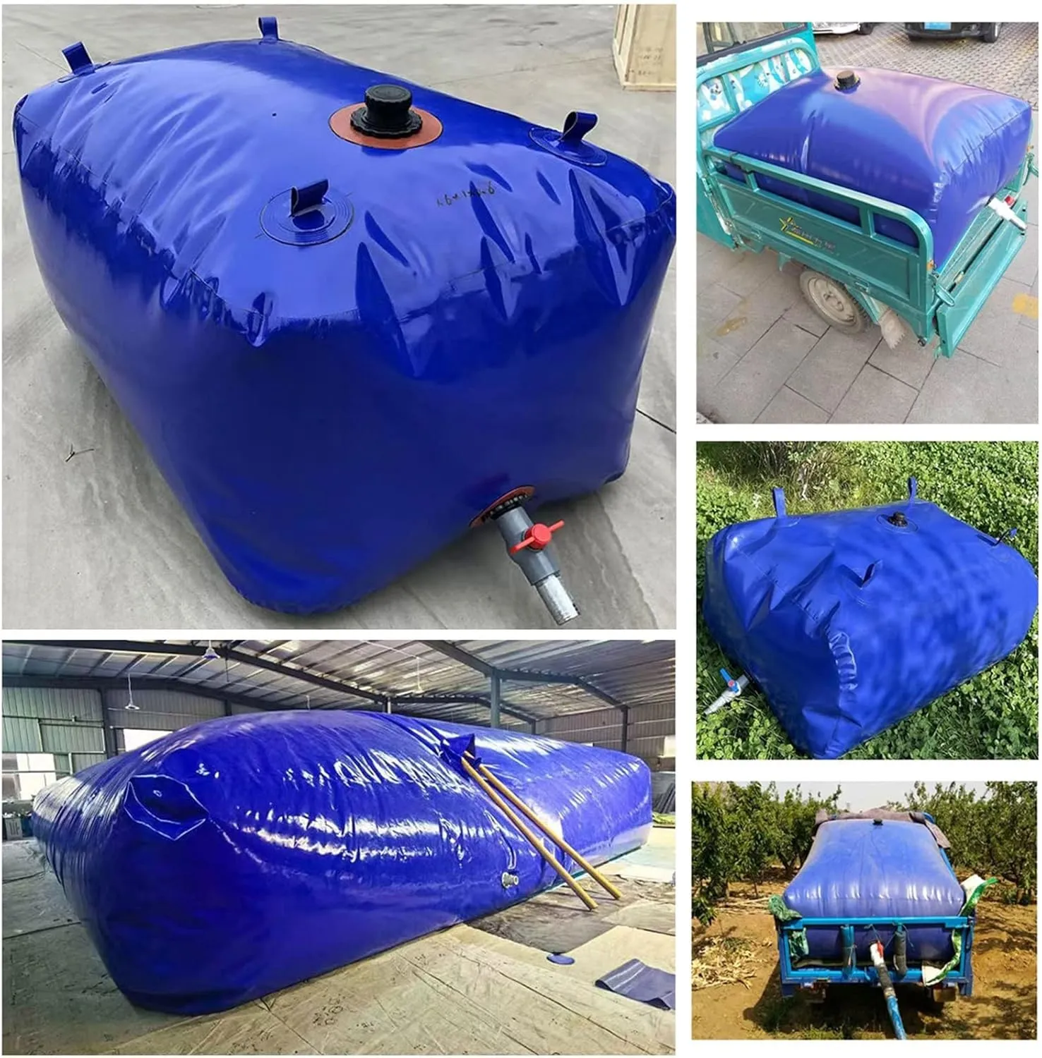 Foldable Portable Soft Water Bag Heavy Duty Water Bladder for Hiking Backpack, Camping/Domestic Water/Truck Bed, Portable Storage Containers with Spout, 100L/ 200L/ 300L/ 500L Plastic Water Bag(6x3x1.