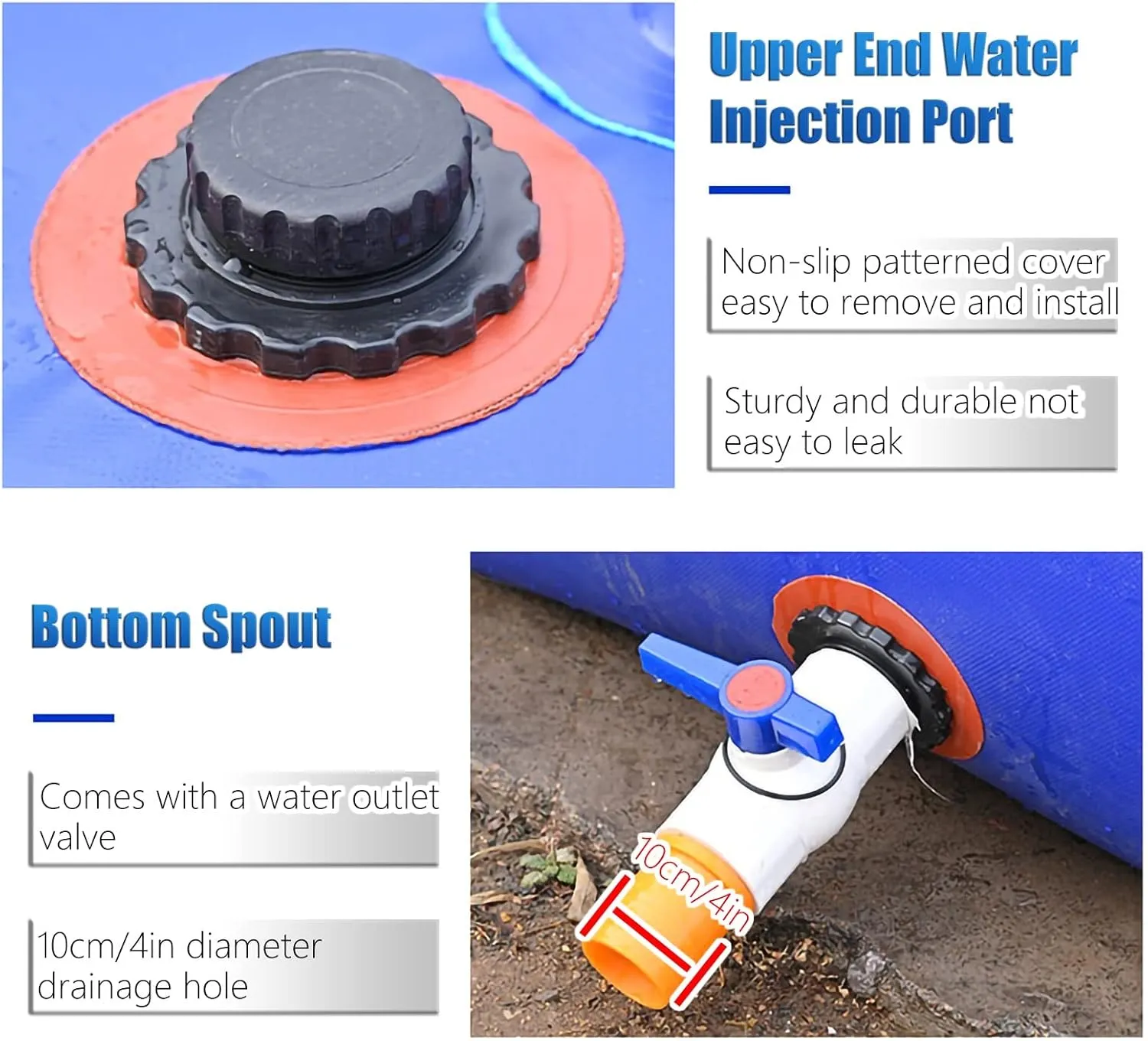 Foldable Portable Soft Water Bag Heavy Duty Water Bladder for Hiking Backpack, Camping/Domestic Water/Truck Bed, Portable Storage Containers with Spout, 100L/ 200L/ 300L/ 500L Plastic Water Bag(6x3x1.