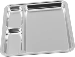Food Divider Plate Boys and Girls Stainless Steel Camping Hiking Picnic Restaurant