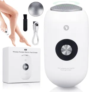 Foot Scrubber - Callus Remover for Feet Kit, Rechargeable Electric Wireless Foot File with Metal 2 Grinding Head,3-Speed Pedicure Tools for Feet, Ped Egg for Dead Skin Heels and Hard Cracked Dry Skin