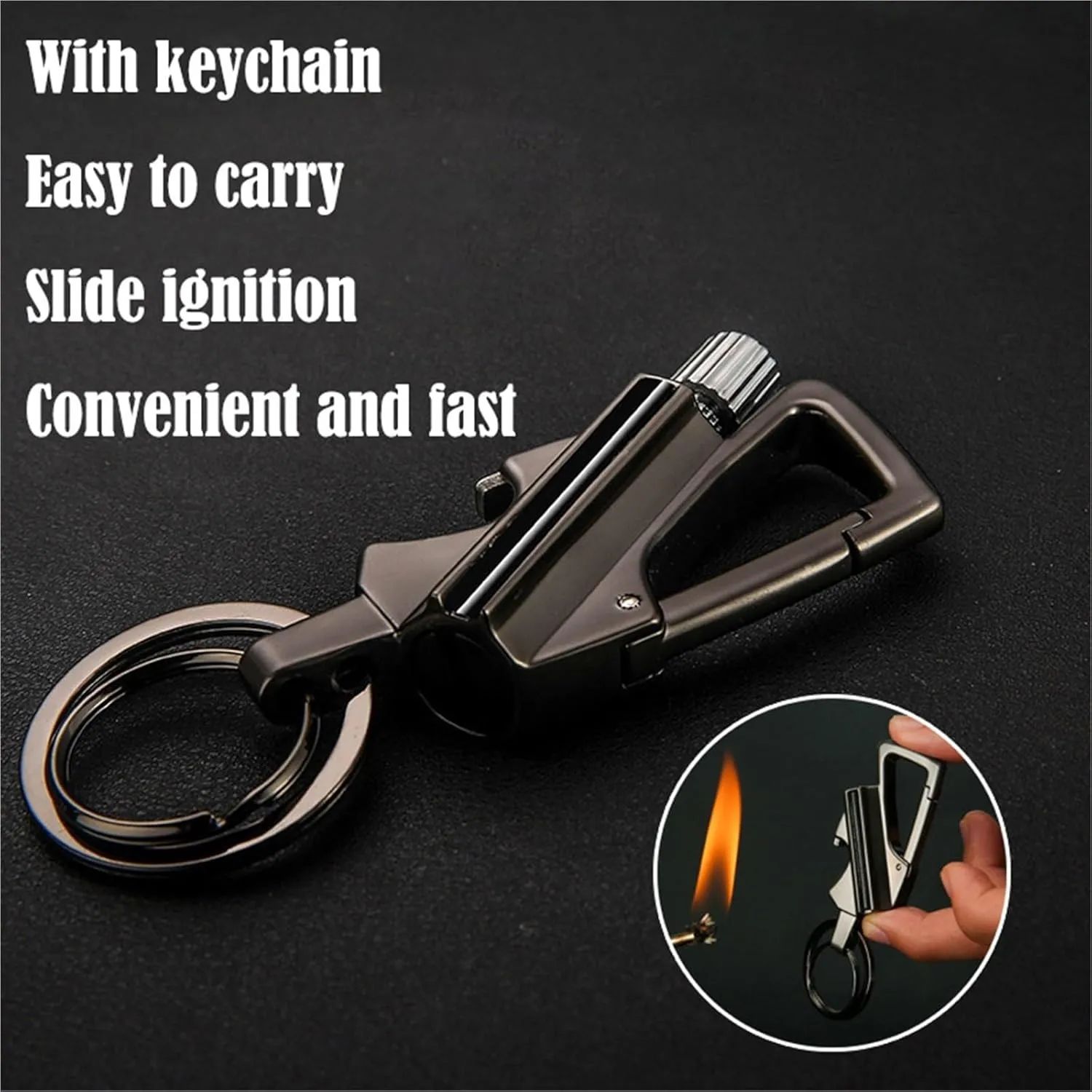 Forever Match Kerosene Lighter, Multifunctional Keychain Lighter with Bottle Opener, Reusable Waterproof and Windproof Matches, Suitable for Outdoor Camping Survival(Gold)