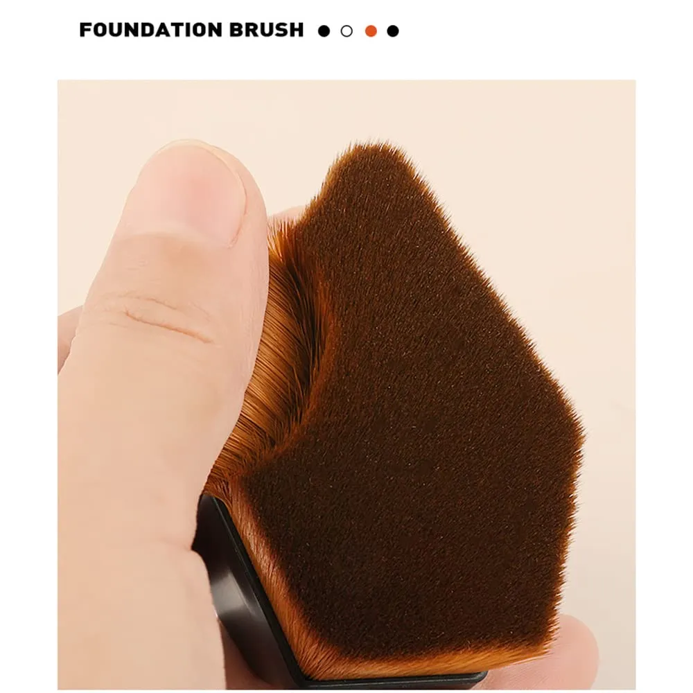 Foundation Makeup Brush Premium High Density Flat Top Face Makeup Tool Kabuki Face Blush Liquid Powder Foundation Brush for Blending Liquid, Cream or Flawless Powder Cosmetics with Travel Case FDS02-1