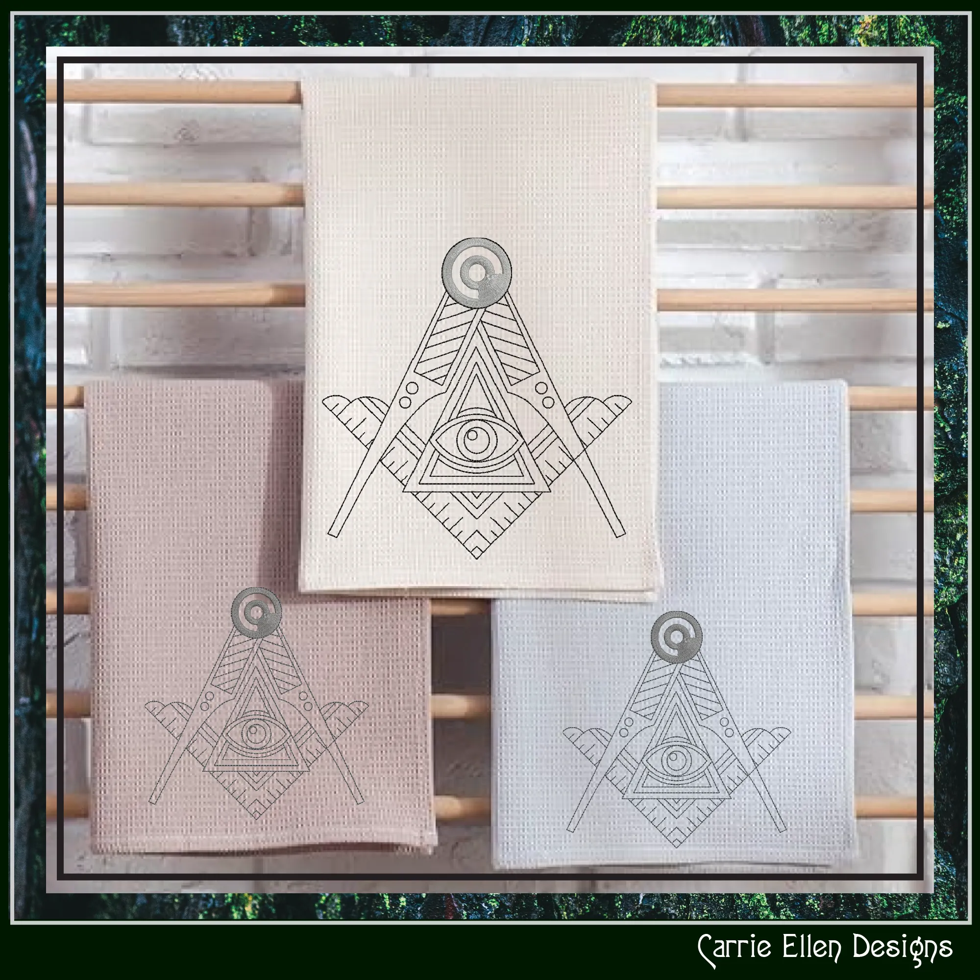 Free Mason Compass Machine Embroidery Design, Decorative Masonic Symbol, Sacred Geometry, God's Eye, 6 Sizes (3023)