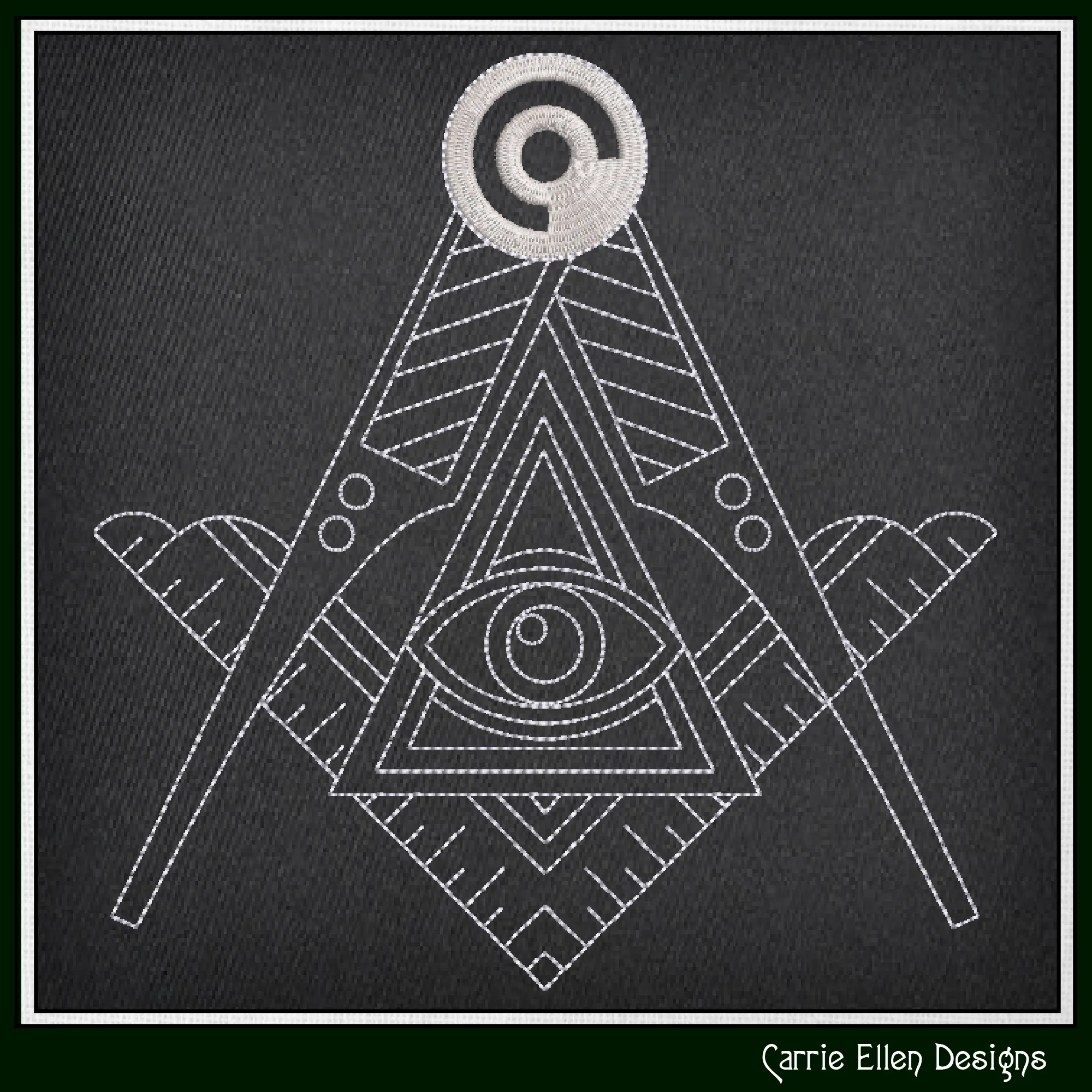 Free Mason Compass Machine Embroidery Design, Decorative Masonic Symbol, Sacred Geometry, God's Eye, 6 Sizes (3023)