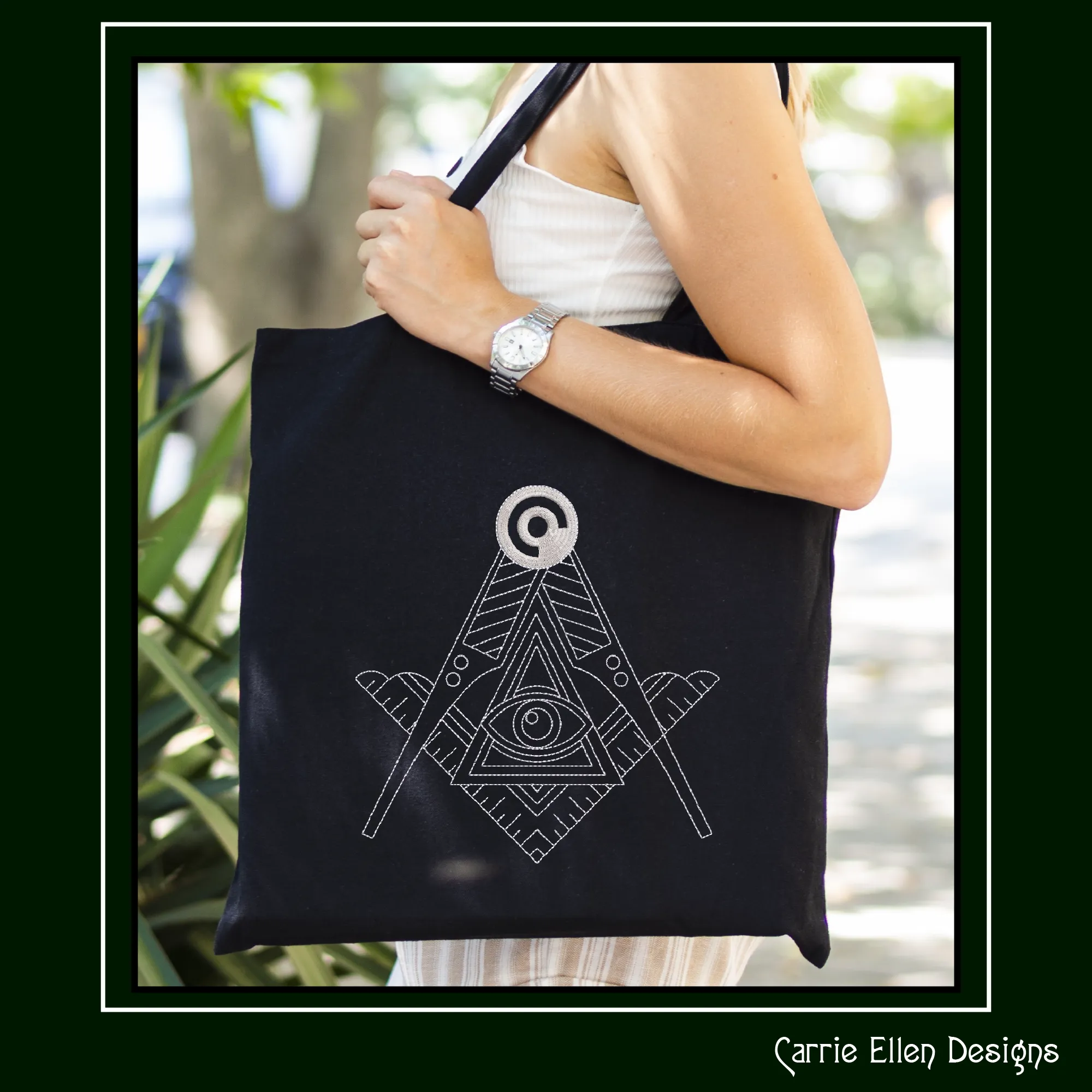 Free Mason Compass Machine Embroidery Design, Decorative Masonic Symbol, Sacred Geometry, God's Eye, 6 Sizes (3023)