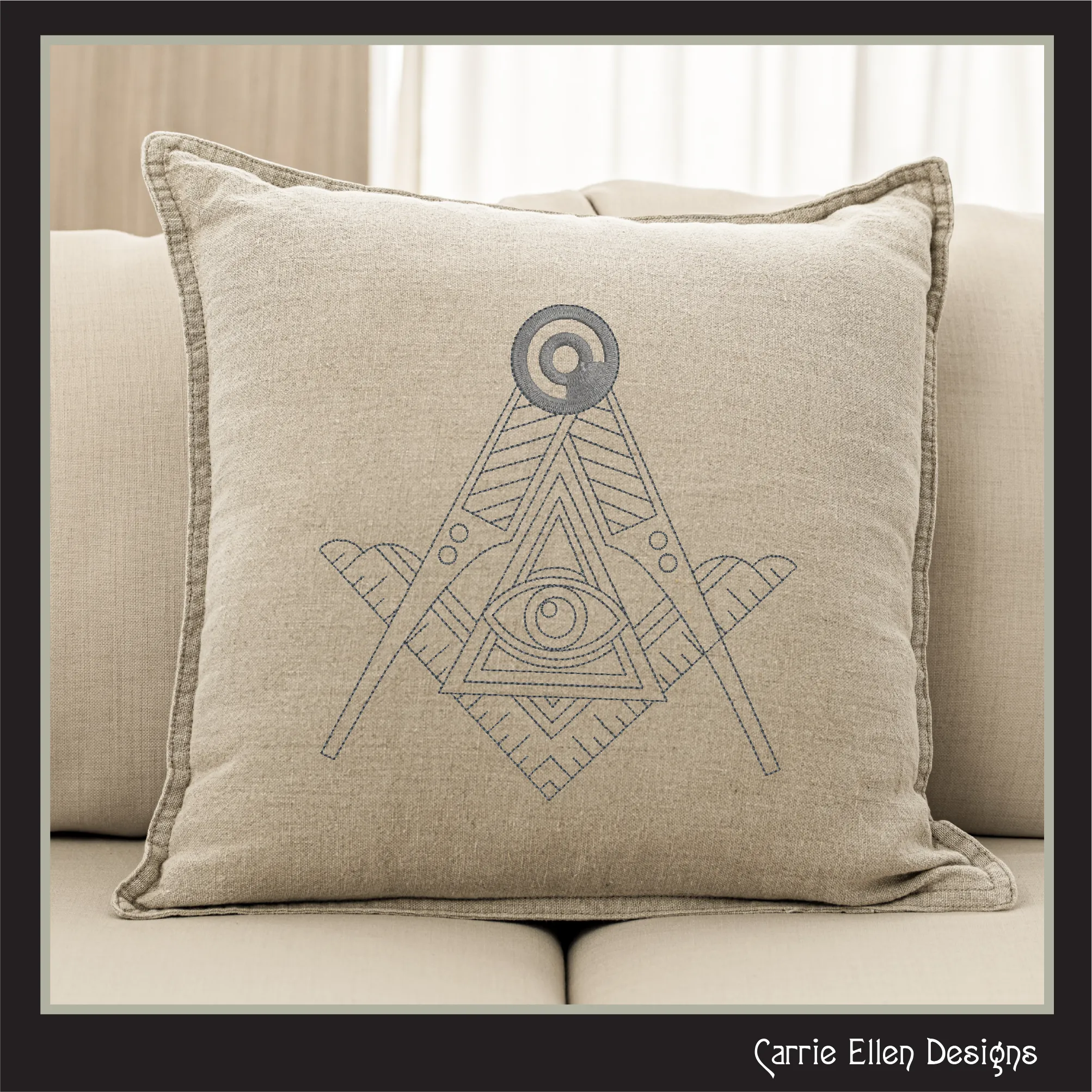 Free Mason Compass Machine Embroidery Design, Decorative Masonic Symbol, Sacred Geometry, God's Eye, 6 Sizes (3023)