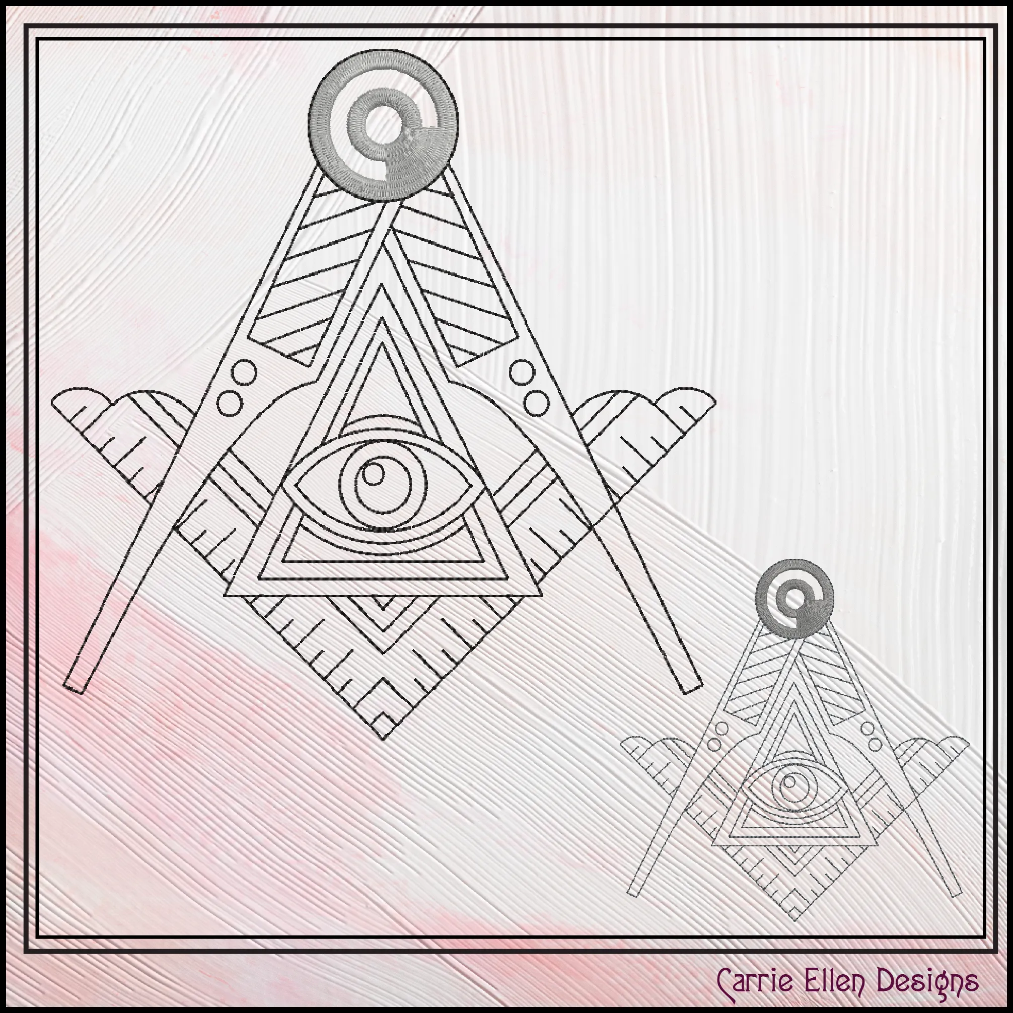 Free Mason Compass Machine Embroidery Design, Decorative Masonic Symbol, Sacred Geometry, God's Eye, 6 Sizes (3023)