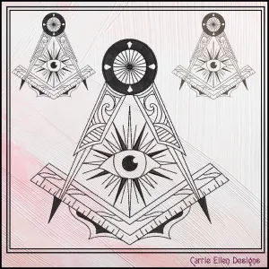 Free Mason Compass Machine Embroidery Design, Decorative Masonic Symbol, Sacred Geometry, God's Eye, 6 Sizes (3024)
