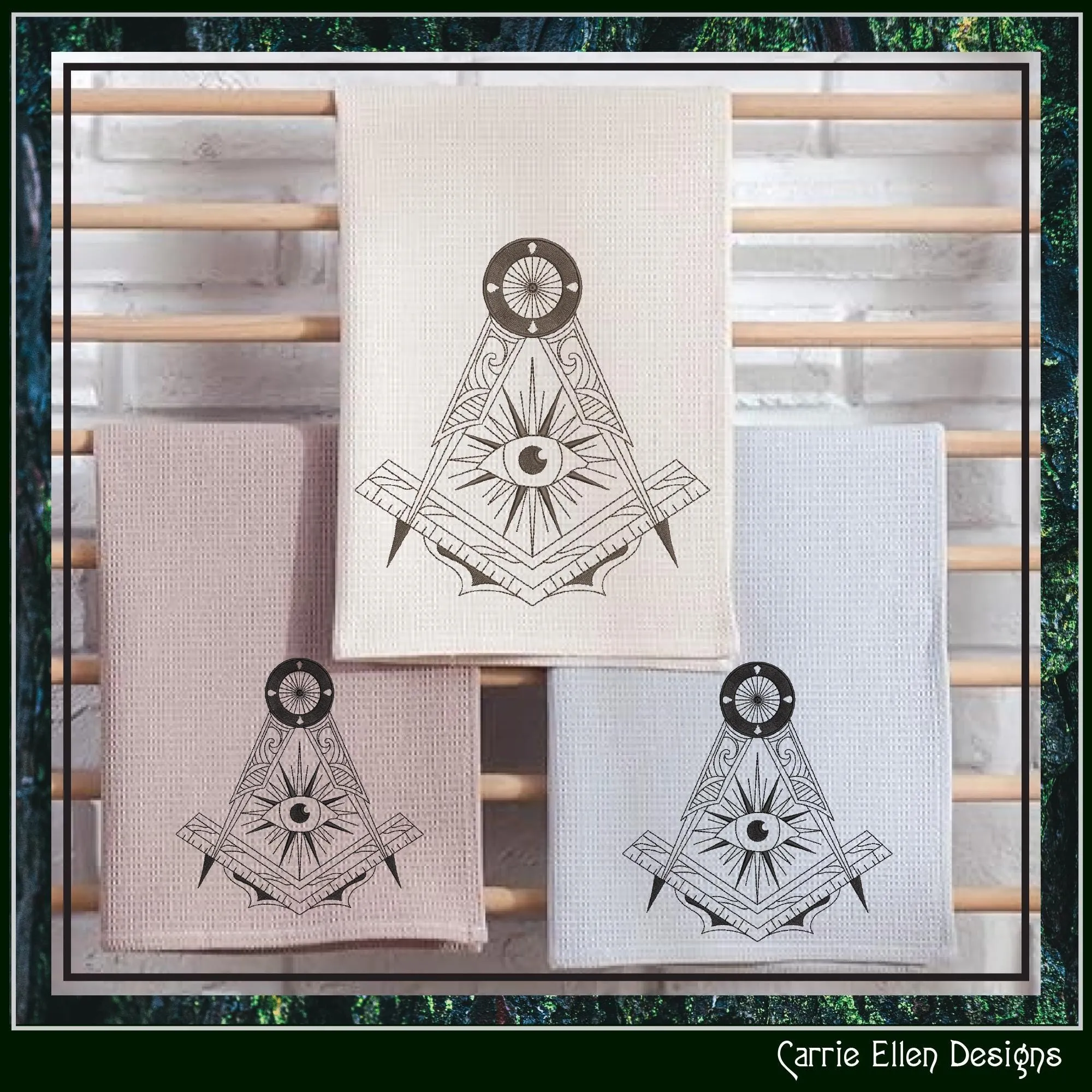 Free Mason Compass Machine Embroidery Design, Decorative Masonic Symbol, Sacred Geometry, God's Eye, 6 Sizes (3024)