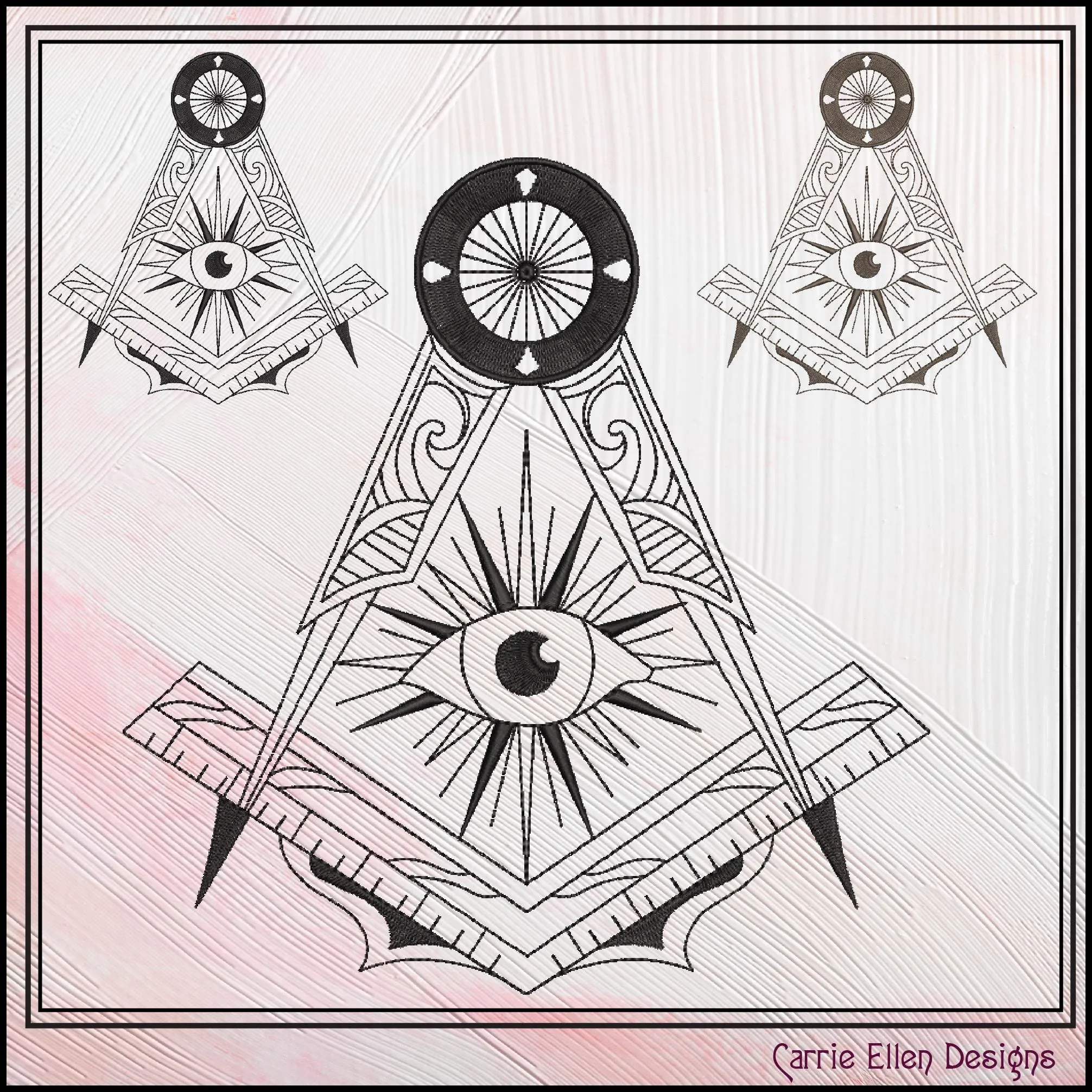 Free Mason Compass Machine Embroidery Design, Decorative Masonic Symbol, Sacred Geometry, God's Eye, 6 Sizes (3024)