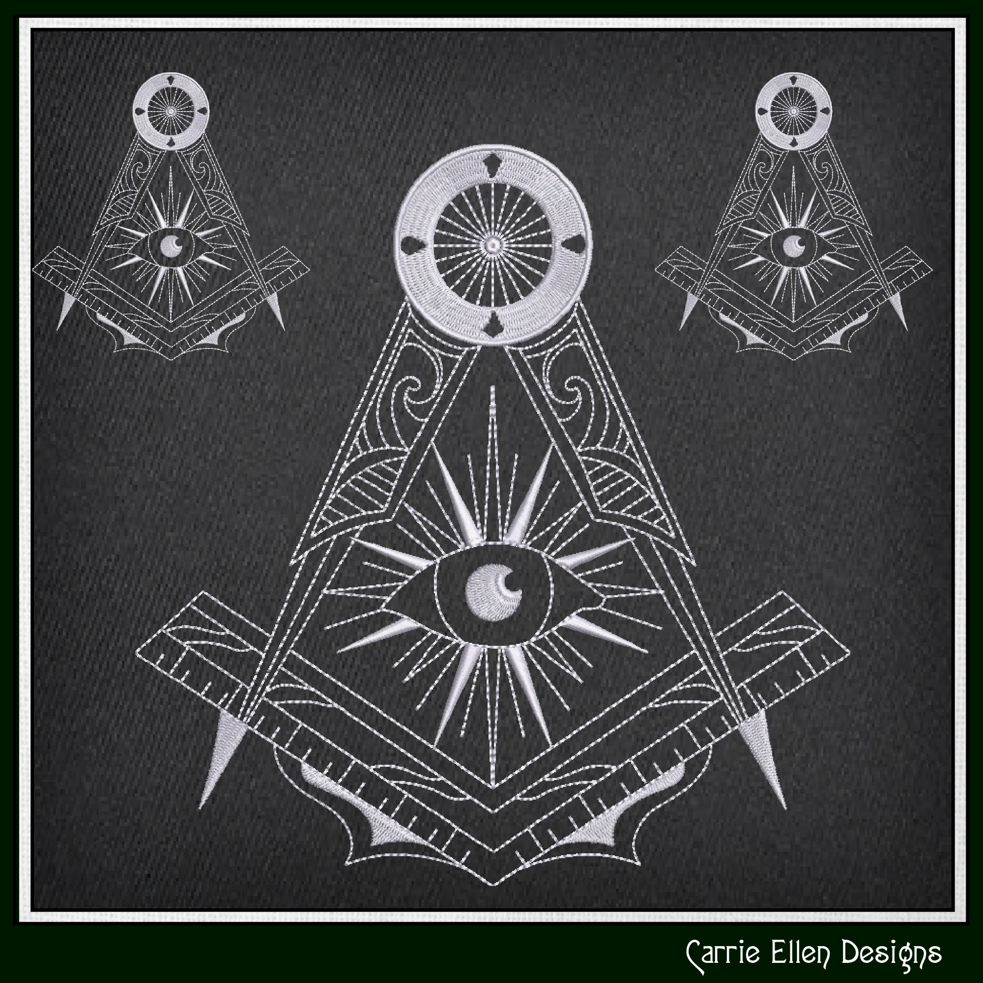 Free Mason Compass Machine Embroidery Design, Decorative Masonic Symbol, Sacred Geometry, God's Eye, 6 Sizes (3024)