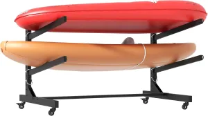 Freestanding Kayak Storage Rack, Heavy-Duty Adjustable Stand with Lockable Wheels for Kayak, Canoe, SUP & Surfboard