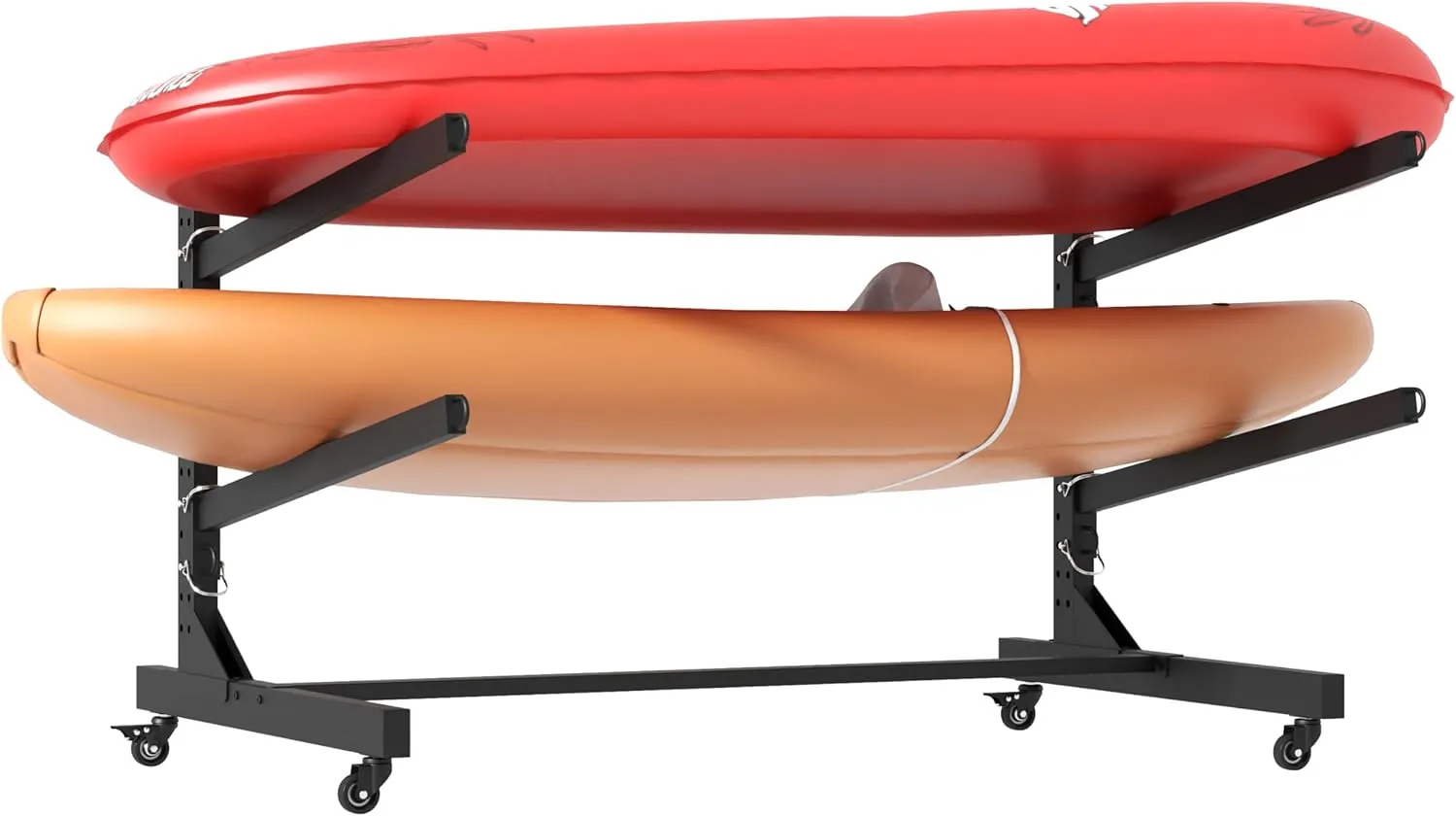 Freestanding Kayak Storage Rack, Heavy-Duty Adjustable Stand with Lockable Wheels for Kayak, Canoe, SUP & Surfboard