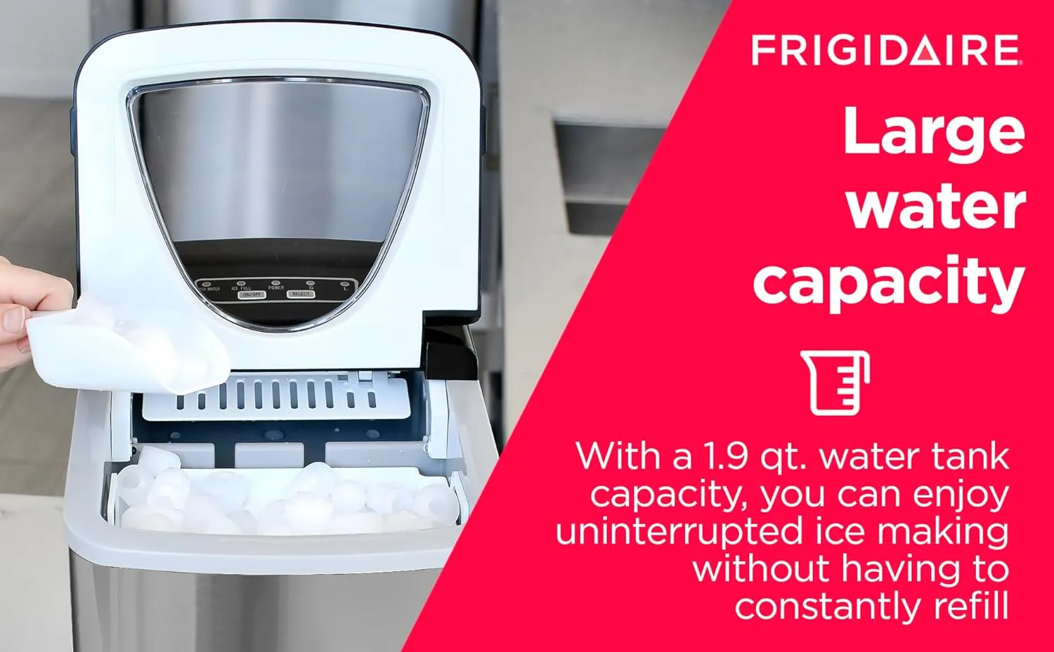 Frigidaire EFIC123-SS Counter Top Maker, Produces 26 pounds Ice per Day, Stainless Steel