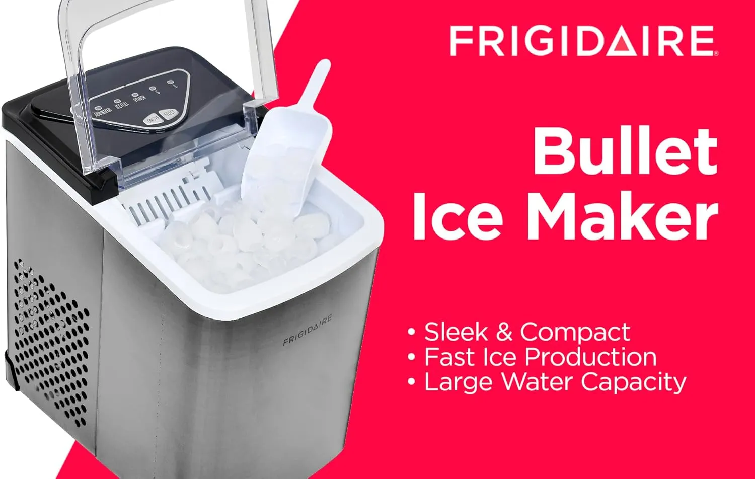 Frigidaire EFIC123-SS Counter Top Maker, Produces 26 pounds Ice per Day, Stainless Steel