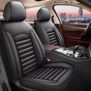 Full Set Car Seat Covers Fit for Volkswagen Taos 2022-2025 Faux Leather Seat Cover Airbag Compatible Waterproof Seat Cushion (Black)